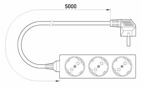 Подовжувач E.Next e.es.3.5.z.b 3 гнізда 5м з з/к (s042005) - фото №1