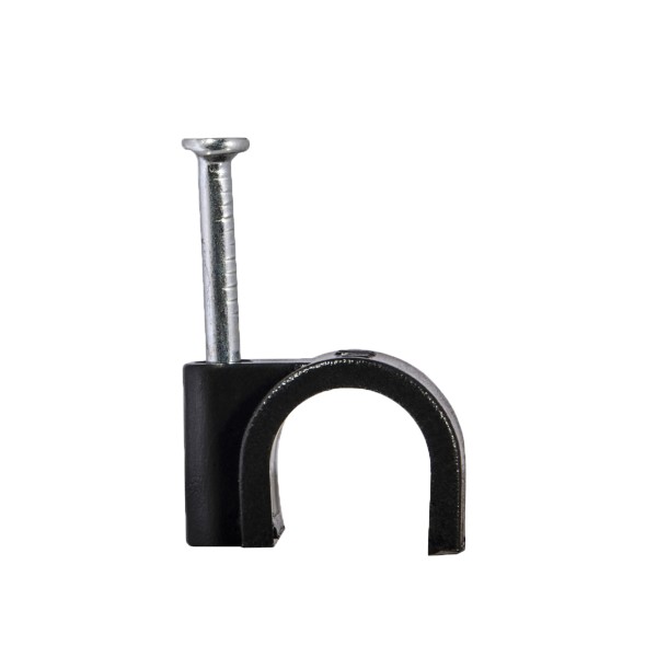 Кабельна скоба Аско-Укрем 4мм кругла чорна 100шт (A0150030034)