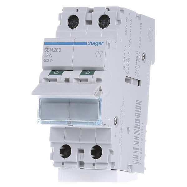 Вимикач навантаження Hager SBN263 2P 63А/400В 2м