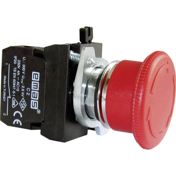 Аварийная кнопка «грибок» EMAS CM200MK D=40мм без фиксации (1НЗ) красная