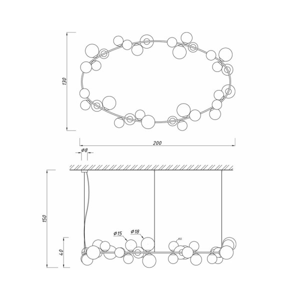 Підвісний світильник, люстра Imperium Light 75516200.05.69 Willa E14 32x60W IP20 Чорний - фото №1