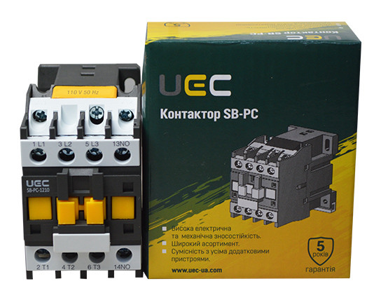 Контактор UEC SB-РC-012 12А 110В/АС3 1NO (PC1-SB-012-110-10) - фото №1