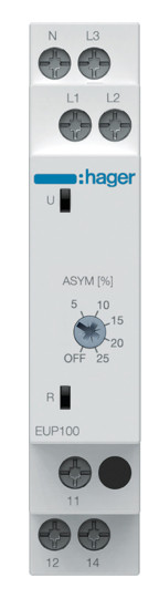 Реле контролю фаз Hager EUP100 1 перекидний контакт - фото №1