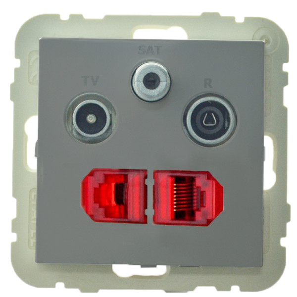 Розетка Logus 21546 TAL R-TV-SAT-2xRJ45 (Cat.6) (алюміній)