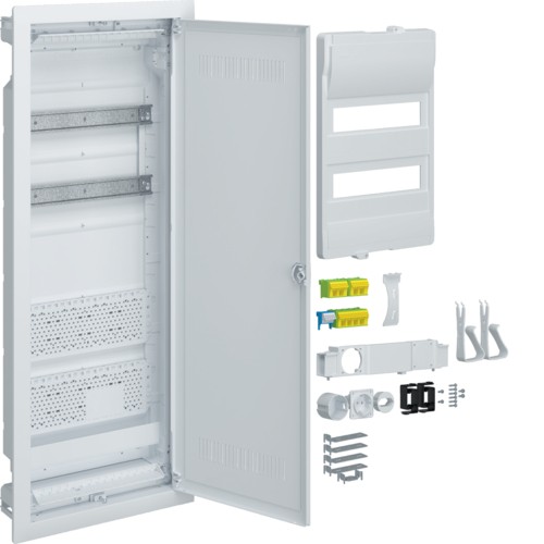 Гибридный щит внутренней установки Hager VU602WWH Volta Hybrid 24М и 2 панели для ММ с пластиковыми дверьми