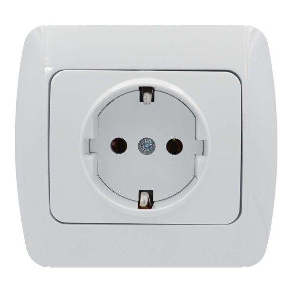 Розетка ELBI ZIRVE Fixline белая 1-я с заземлением защита от детей ( 501-010201-218 )