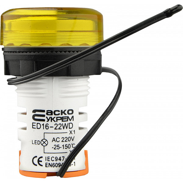 Цифровий вимірювач температури Аско-Укрем ED16-22WD -25°С-150°C жовтий (A0190010045) - фото №3