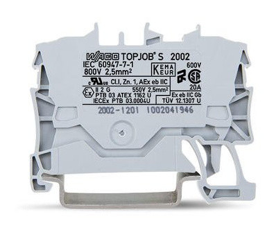 Двоконтактна клема Wago 2000-1201 Topjob S 1,0мм² (сіра) - фото №1