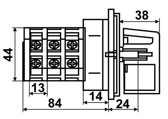 Пакетный переключатель Аско-Укрем ПКП Е9 2.832 A0110010004 (1-0-2 2 полюса) - фото №4