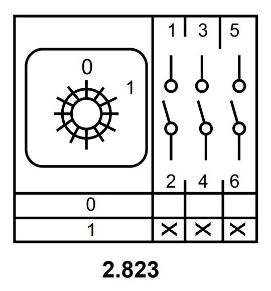 Пакетный переключатель Аско-Укрем ПКП Е9 2.832 A0110010004 (1-0-2 2 полюса) - фото №6