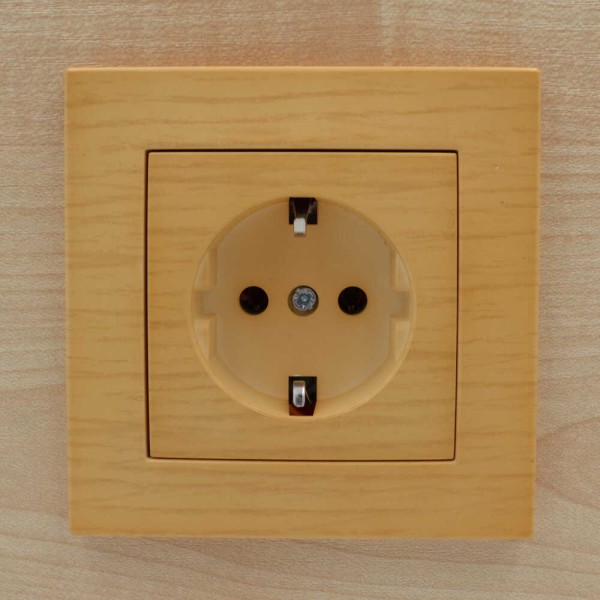 Розетка ELBI ZENA Woodline клен 1-на з заземленням без рамки ( 609-012700-217 ) - фото №4