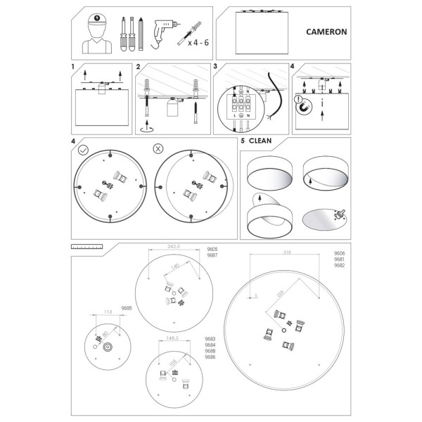 Люстра Nowodvorski 9606 Cameron E27 4x15W IP20 біла - фото №2