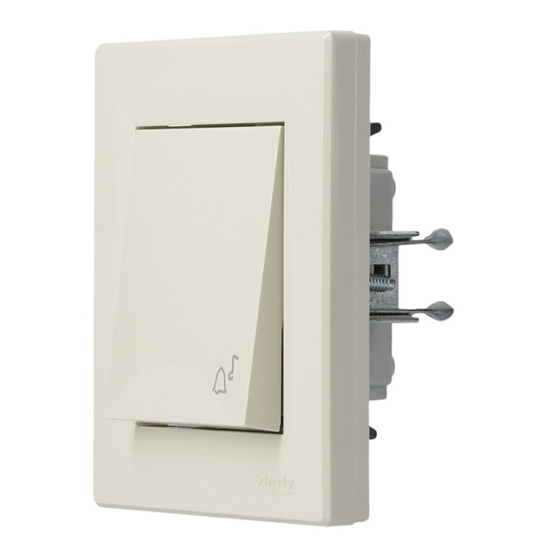 Выключатель кнопочный «Звонок»кремовый Asfora, EPH0800123 - фото №1