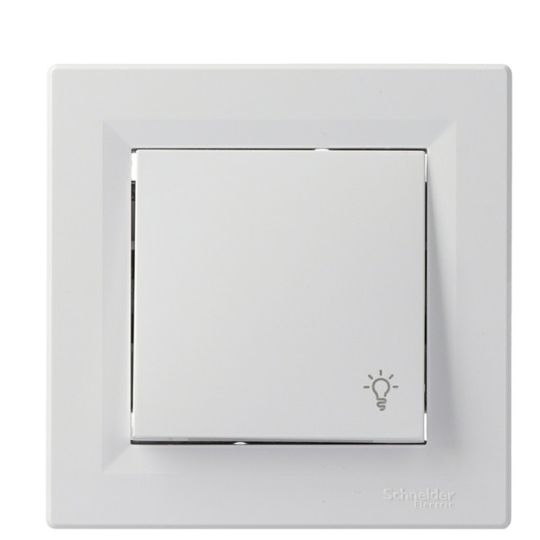 Выключатель кнопочный «Свет» белый Asfora, EPH0900121