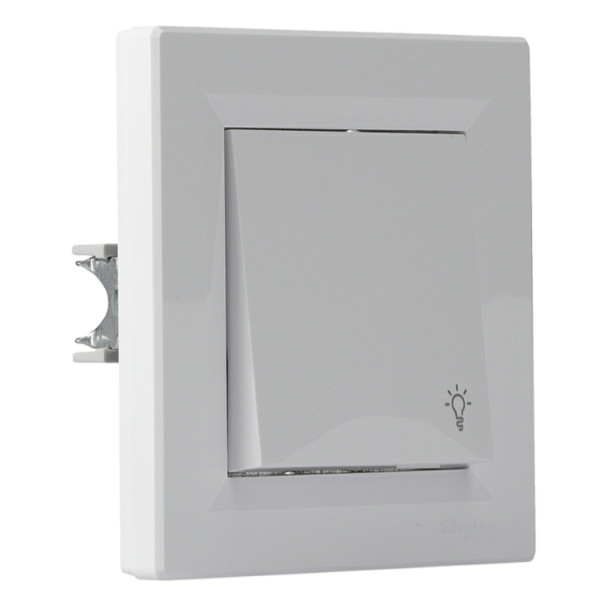 Выключатель кнопочный «Свет» белый Asfora, EPH0900121 - фото №1