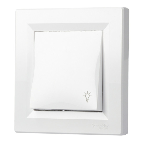 Выключатель кнопочный «Свет» белый Asfora, EPH0900121 - фото №5