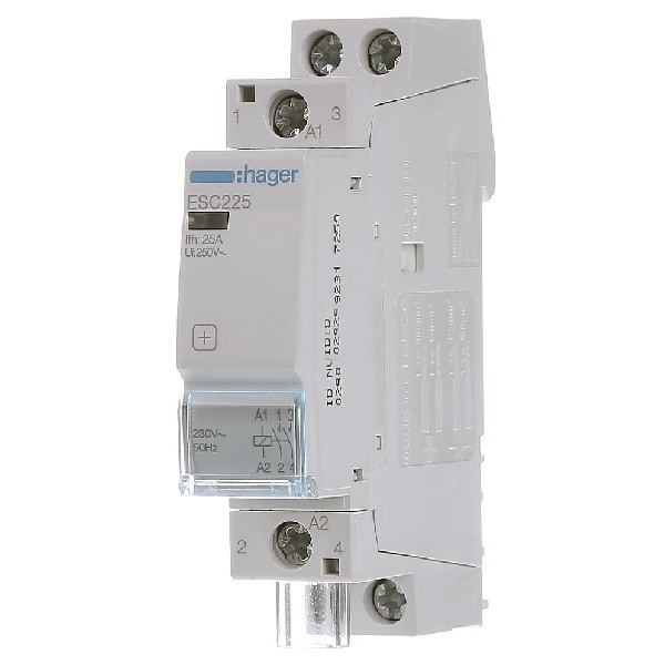 Модульний контактор ERC225 (25A, 2НО, 230В) Hager - фото №1