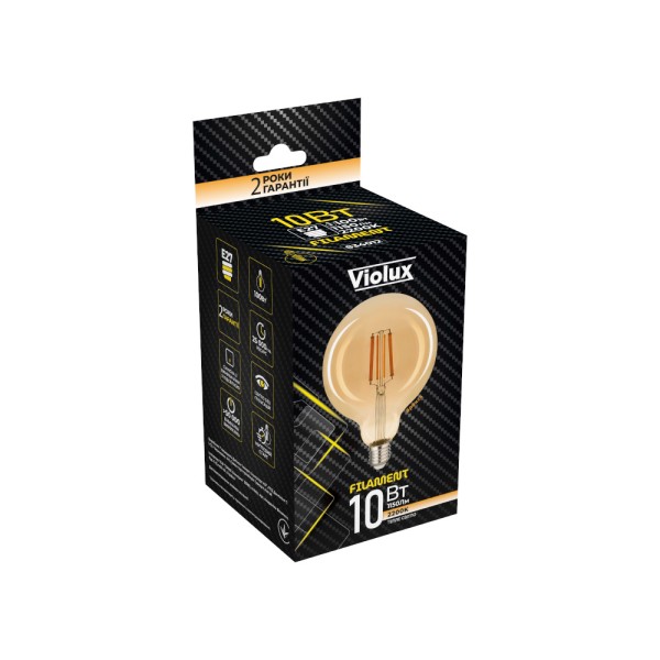 Лампа LED FILAMENT G95 10W E27 2200K VIOLUX ( 834012 ) - фото №4