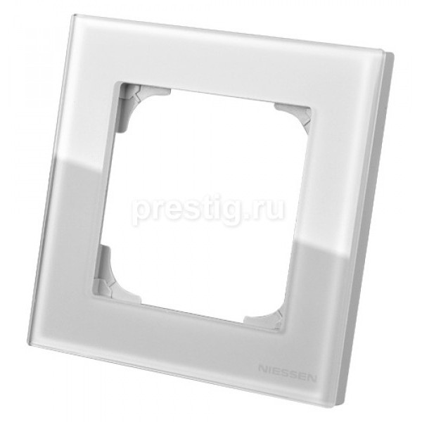 Однопостовая рамка ABB Sky 8571 CB стекло (белое) - фото №1