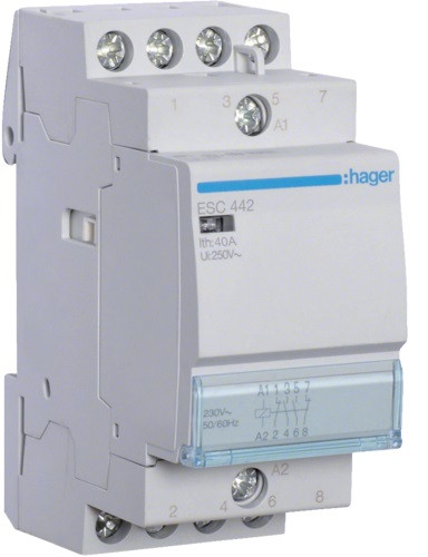 Контактор 40A ESC442 (2НО+2НЗ, 230В) 3м Hager