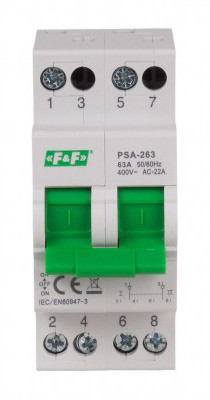 Перемикач мережа-генератор F&F PSA-263 I-0-II 63A - фото №1
