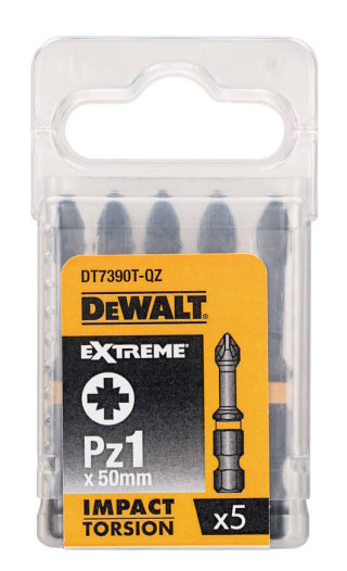 Ударные биты DeWALT Impact torsion extreme Pozidriv PZ1х50мм (5шт) - фото №1