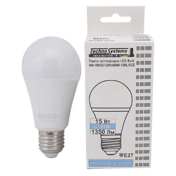 Светодиодная лампа TNSy LED Bulb-A60-15W-E27-220V-6500K-1350L ICCD (TNSy5000256) - фото №3