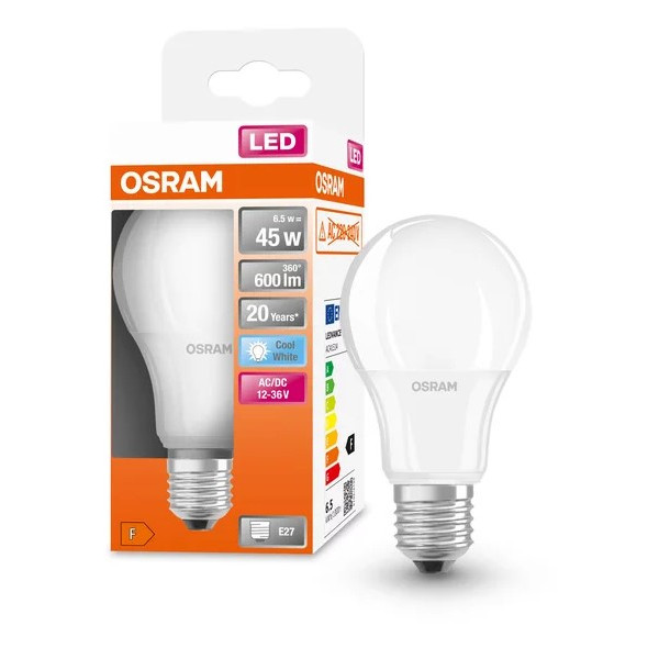 Лампа светодиодная Osram LED CL A45 6,5Вт/840 12-36В FR E27 6х1 - фото №2