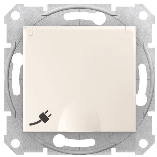 Розетка Schneider Electric Sedna SDN3100323 IP44 с крышкой и с защитными шторками (слоновая кость)