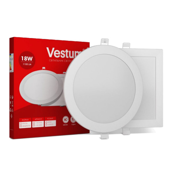 Круглый встраиваемый светильник Vestum 1-VS-5110 18Вт 6000K - фото №1