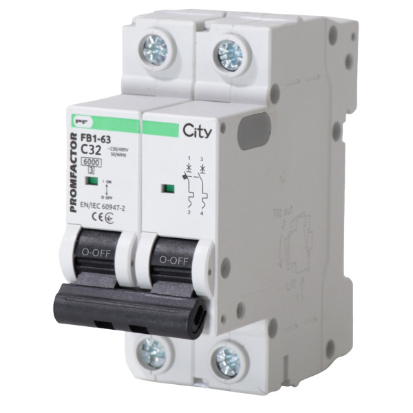 Автоматический выключатель Promfactor CITY FB1-63 2P C 32A 6кА (FB1CI2032)