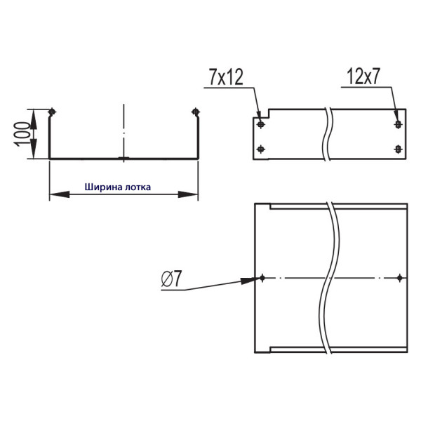 Неперфорированный лоток 100х50х3000мм DKC 35022 - фото №1