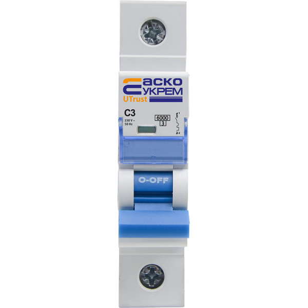Автоматичний вимикач Аско-Укрем UTrust 1р 3А С 6kА (A0010210046) - фото №1