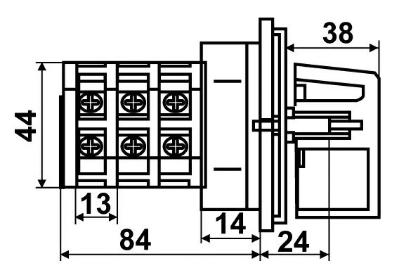 Пакетный переключатель Аско-Укрем ПКП Е9 3.833 A0110010016 (1-0-2 3 полюса) - фото №3