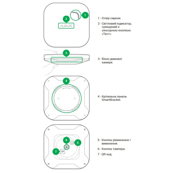 Бездротовий датчик диму та чадного газу Ajax 5637 FireProtect Plus (білий) - фото №5