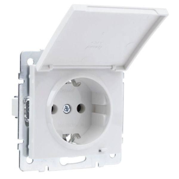 Розетка Lezard Rain (703-0288-123B) з кришкою із з/к ПБТ (біла) - фото №2