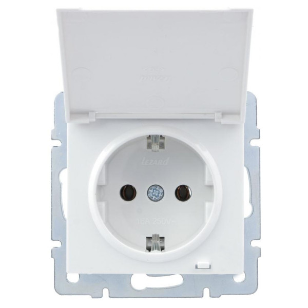 Розетка Lezard Rain (703-0288-123B) з кришкою із з/к ПБТ (біла) - фото №3