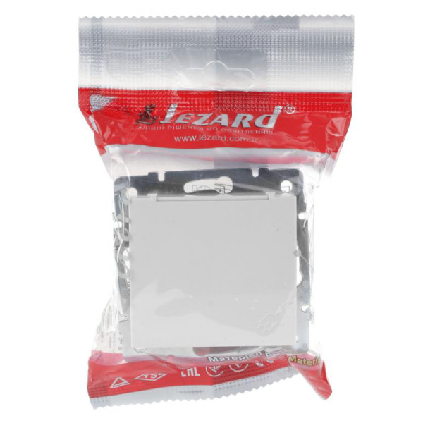Розетка Lezard Rain (703-0288-123B) з кришкою із з/к ПБТ (біла) - фото №5