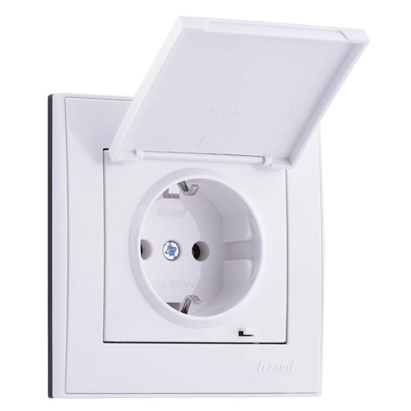 Розетка Lezard Rain (703-0288-123B) з кришкою із з/к ПБТ (біла) - фото №6