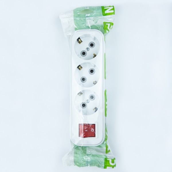 Колодка PIN 3-я с заземлением и выключателем ( 516-050200-302 ) - фото №1