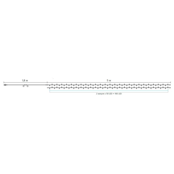 Біла вулична світлодіодна гірлянда Delux EN STRING 100LED (90016598) 10м (2х5м) IP44 (зелене світло) - фото №3