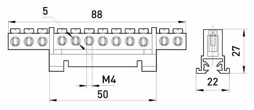 Нулевая шина E.Next e.bs.stand.1.12 12 отверстий (s025002) - фото №1