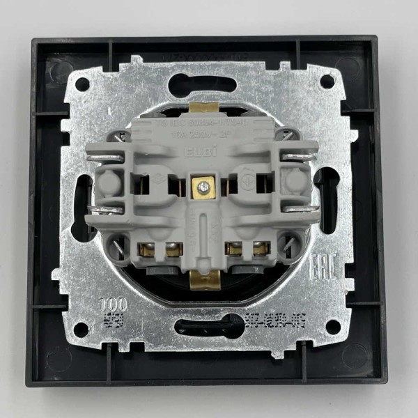 Розетка EL-BI VEGA антрацит матовый 1-я с заземлением с крышкой ( 510-016700-218 ) - фото №4