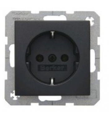 Розетка антрацит, 16А/250В Berker B.3/B.7 - фото №1