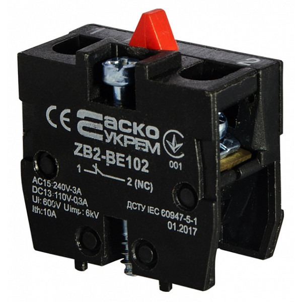 Дополнительный контакт Аско-Укрем ZB2-BE102 NС (A0140010028)