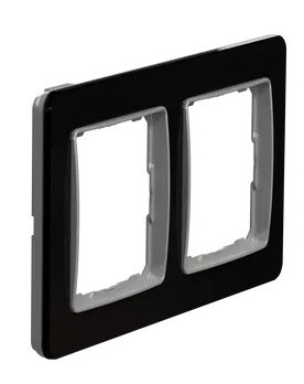 Рамка двойная Schneider Electric Sedna Elements искусственное черное стекло SDD361802 - фото №1