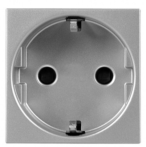 Механізм розетки ABB Zenit N2288 PL 2М із заземленням та захисними шторками (срібло)