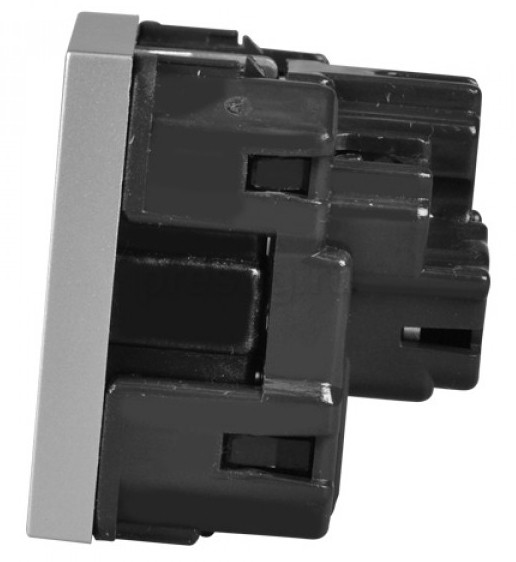 Механізм розетки ABB Zenit N2288 PL 2М із заземленням та захисними шторками (срібло) - фото №2