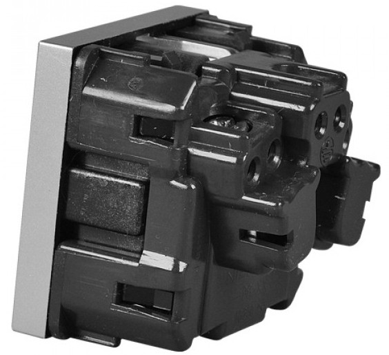 Механізм розетки ABB Zenit N2288 PL 2М із заземленням та захисними шторками (срібло) - фото №3