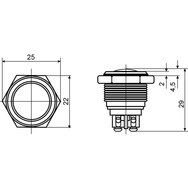 Металева кнопка Аско-Укрем TY 19-231A Scr 1NO (A0140010105) - фото №5